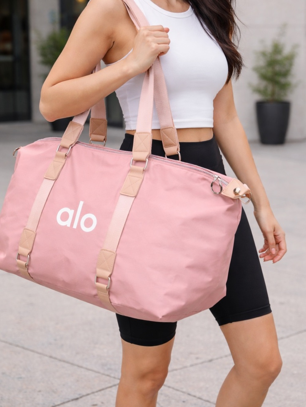 ALO Yoga Blush Pink Travel Duffle Bag